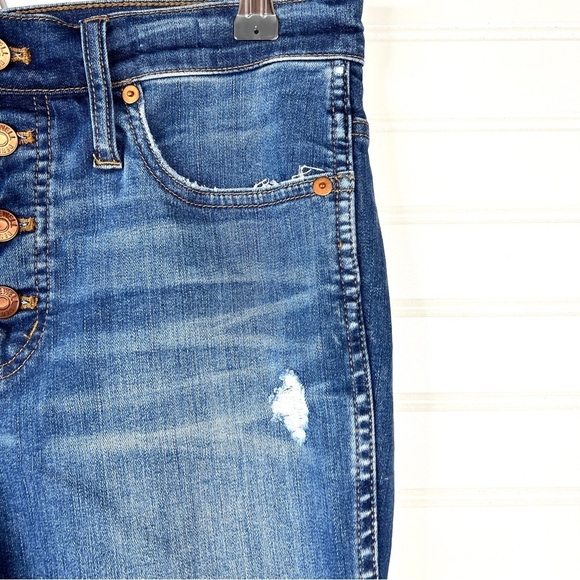 Madewell 10” High Rise Skinny Jeans Size 30 Button Fly Raw Hem Medium Wash Blue - Picture 4 of 14